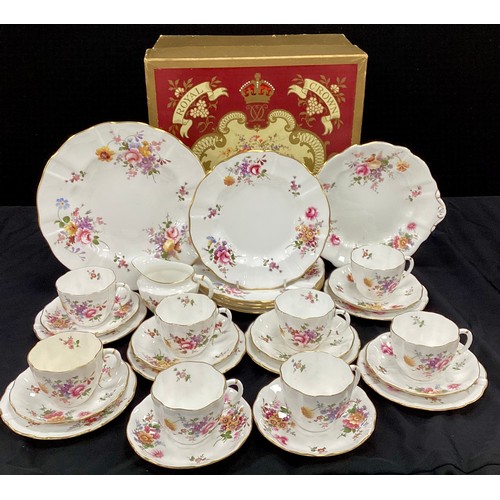 168 - A box set of Royal Crown Derby ‘Derby Posies’ ware including; eight tea cups and saucers, six side p... 