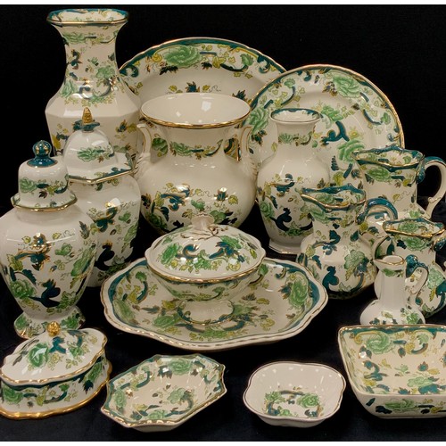 169 - Masons Ironstone ‘Chartreuse’ pattern ware including; graduated jugs, lidded urns, pots, trinket tra... 