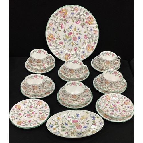 174 - A Minton Haddon Hall pattern tea set, for six.