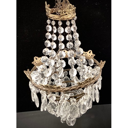 200 - A five tier renaissance style chandelier, glass droplets, 40cm high