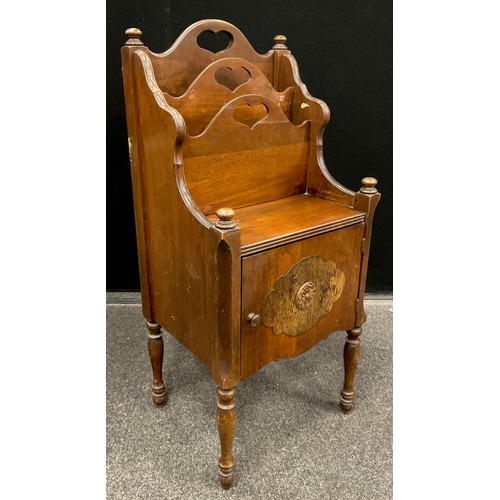 203 - An early 20th century walnut Canterbury / side cabinet, 78cm high x 35cm wide x 28.5cm deep, c.1930.