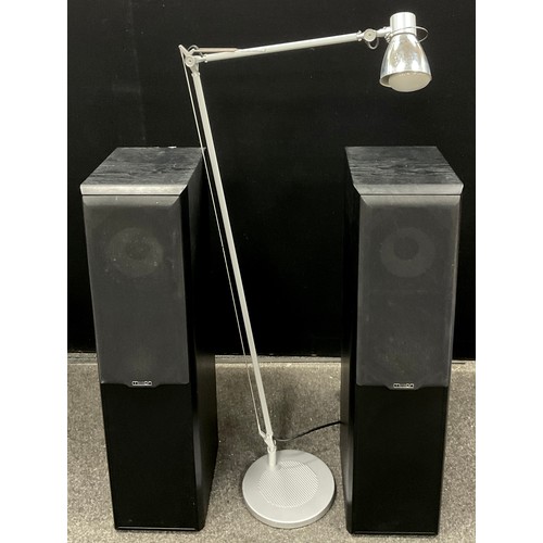 241 - A pair of Mission 702e speakers;  angle-poise type contemporary floor-standing lamp, (2).