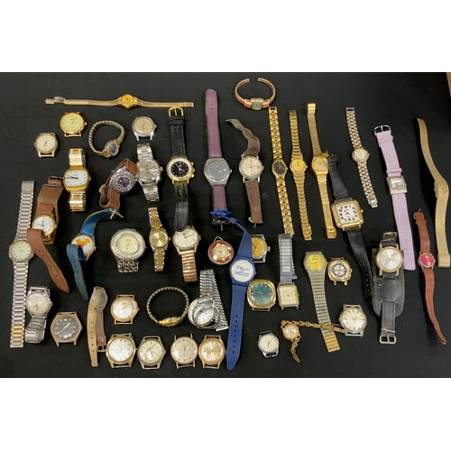 266 - Watches - collection of approx 60 vintage wrist and pocket watches, inc Seiko 6602-8050, Saxon calen... 