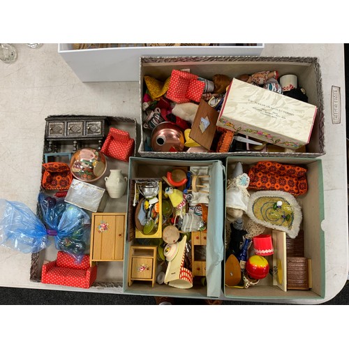 270 - A quantity of doll House accessories including furniture, clothes, dolls, animals; etc (5 boxes)