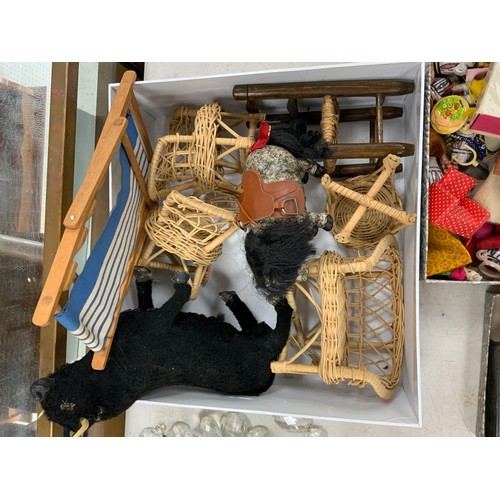 270 - A quantity of doll House accessories including furniture, clothes, dolls, animals; etc (5 boxes)