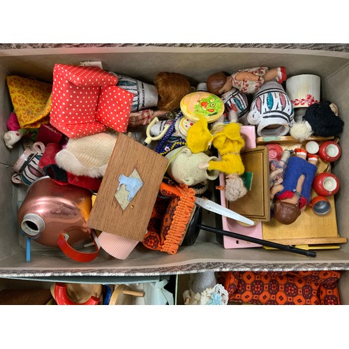 270 - A quantity of doll House accessories including furniture, clothes, dolls, animals; etc (5 boxes)