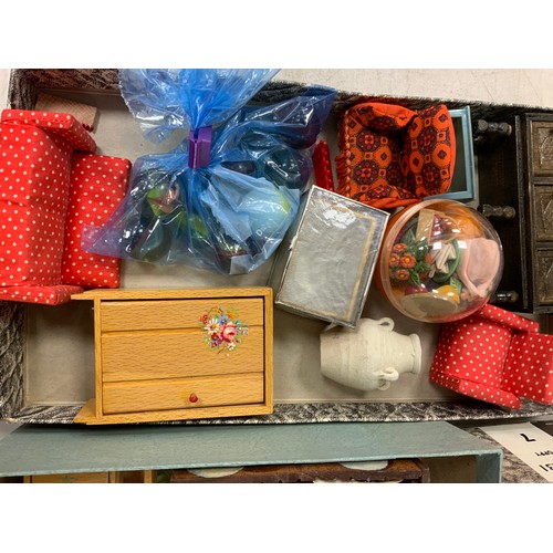 270 - A quantity of doll House accessories including furniture, clothes, dolls, animals; etc (5 boxes)