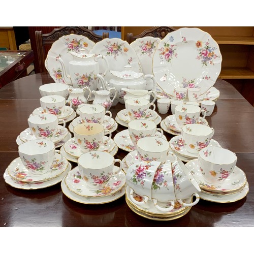 223A - A Royal Derby ‘Derby Posies’ pattern tea service for fifteen including; a tea pot, milk jug, fifteen... 