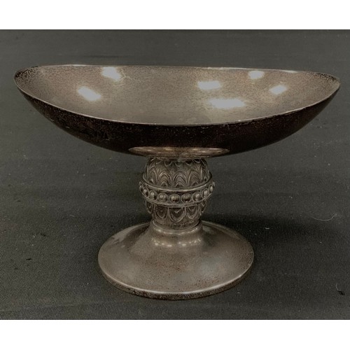 284 - A small oval silver pedestal bonbon dish, bulbous stem, circular foot, Addie Brothers, Birmingham 19... 