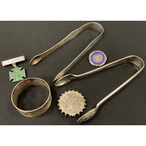 293 - A pair of George III silver bright cut sugar tongs, Peter & Ann Bateman, London 1793 others Atkin Br... 