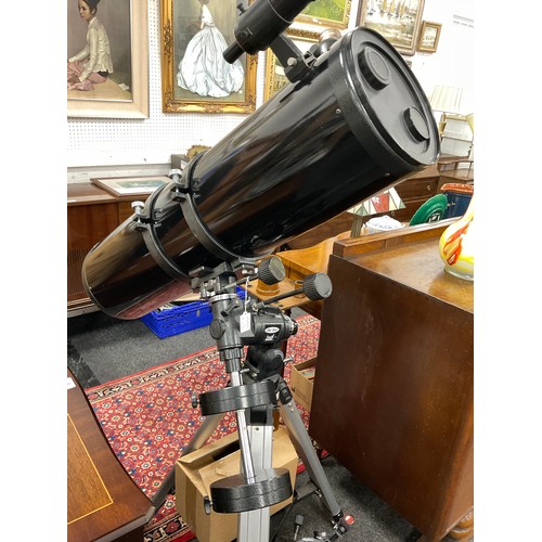 230 - Astronomy - a Helios ‘Skywatcher’ 8” Newtonian reflector telescope, with equatorial mount tripod;  w... 