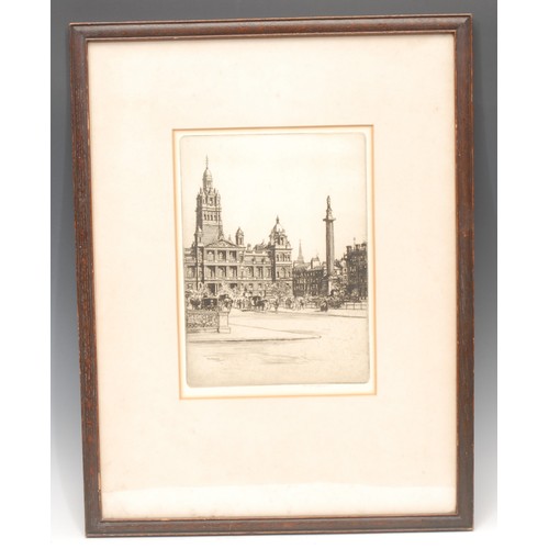 619 - Tom Maxwell (Scottish 1874 - 1937), by and after, George Square, Glasgow, etching, signed in the pla... 