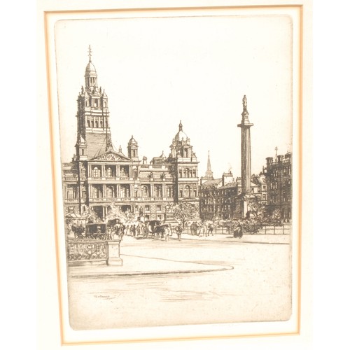 619 - Tom Maxwell (Scottish 1874 - 1937), by and after, George Square, Glasgow, etching, signed in the pla... 