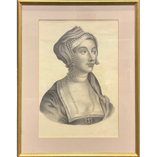 620 - After Hans Holbein (18th century)
Portrait of Anne Boleyn
signed with initials IRM and dated 1795, p... 