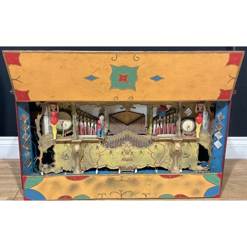 627 - Fairground Interest - a scratch built rectangular shaped painted wooden Showman’s travelling organ, ... 