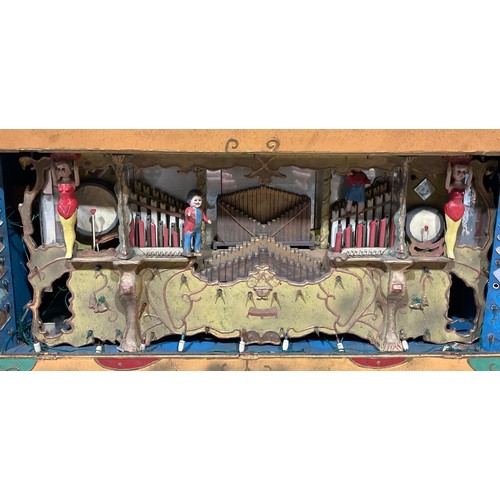 627 - Fairground Interest - a scratch built rectangular shaped painted wooden Showman’s travelling organ, ... 