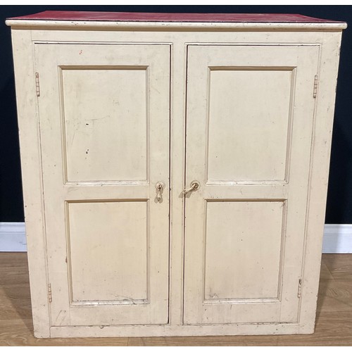 626 - A painted pine food cupboard, 102cm high, 94cm wide, 97cm deep