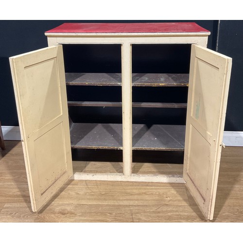 626 - A painted pine food cupboard, 102cm high, 94cm wide, 97cm deep