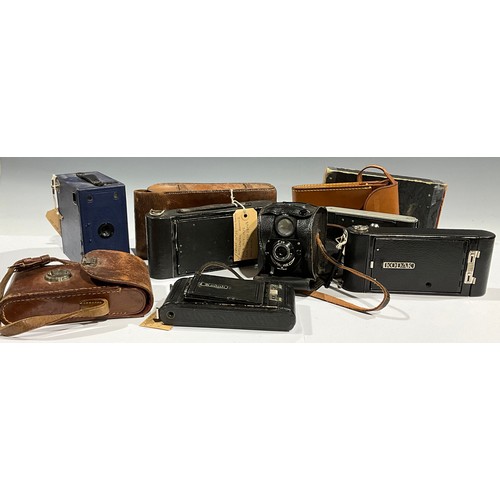 702 - Photography - A No.1A Pocket Kodak Junior roll film camera, original box; An Ensign E29 roll film bo... 