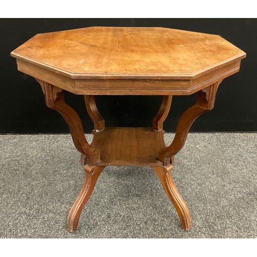 61 - A late Victorian walnut octagonal centre table.