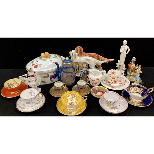 118 - Ceramics including; late 19th century Newhall tea cup and saucer,c.1890, Aynesley tea cup and saucer... 