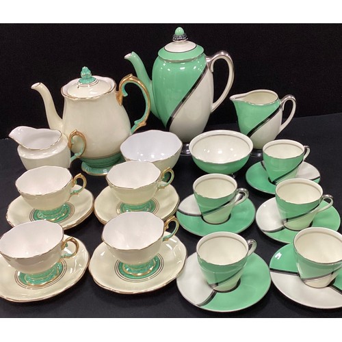 124 - Mid century tea ware including; a Royal Doulton ‘De luxe’ coffee service for five including coffee p... 