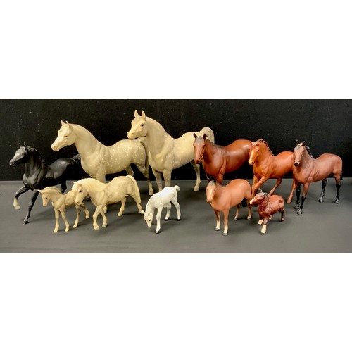 132 - Beswick Thoroughbred Stallion, matte finish, no.1772,24cm long, another Royal Doulton stallion, Besw... 