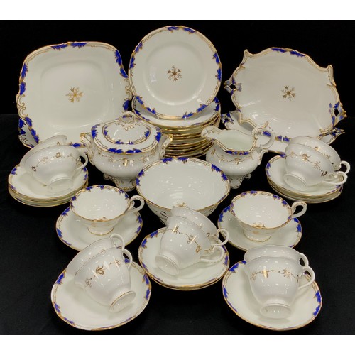 167 - A 19th century Staffordshire cobalt blue and gilt tea and Coffee set, for six inc tea and coffee cup... 