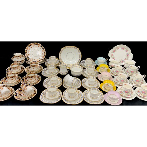 168 - Tea ware including; Royal Albert ‘ Coleen’ tea set for six, a set of five Foley China tea harlequin ... 