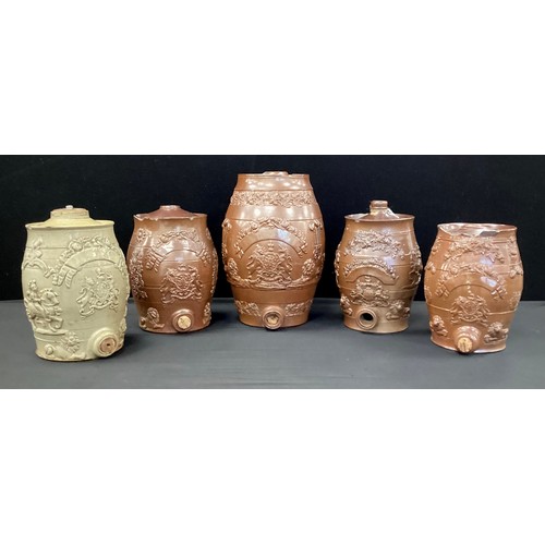 215 - A 19th century Stoneware salt glazed spirit barrel, others assorted sizes (5)