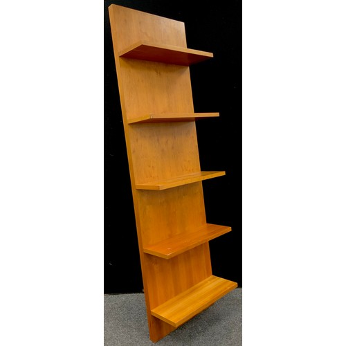 219 - A Danish design ‘panel system’ cherry veneered, five tier open bookshelf, 209.5cm high x 59.5cm wide... 