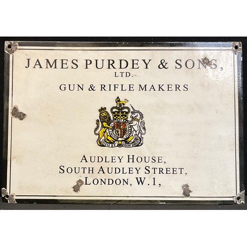 230 - A replica enamel ‘Purdey & Sons’ sign, 38cm x 25cm