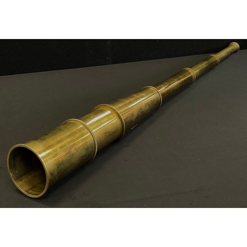 237 - A replica five brass extendable telescope, inscribed ‘Broadhurst Clarkson & Co. London 1942’, 88cm l... 