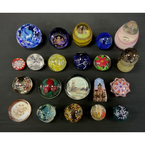 271 - Paperweights - Wedgwood owl, Isle of Wight glass cloud vortex, Caithness Queen Elizabeth Queen Mothe... 