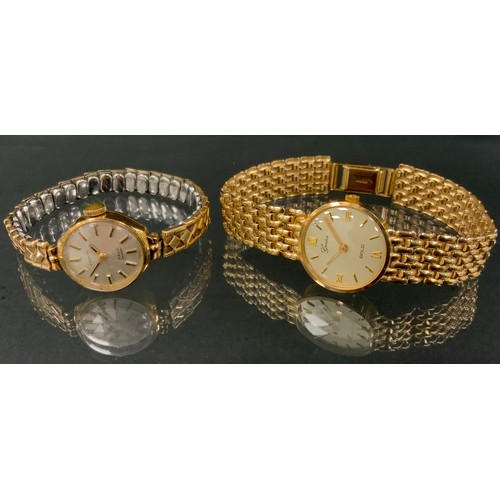 320 - A Geneve gold ladies 9ct gold cased bracelet watch, quartz movement, 16.5g gross, boxed,  another Ev... 