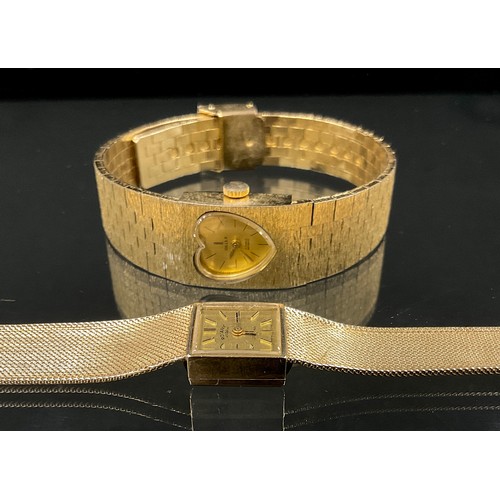 323 - Watches - a Rotary ladies 9ct gold cased bracelet wristwatch, integral mesh bracelet, 21 jewel Swiss... 