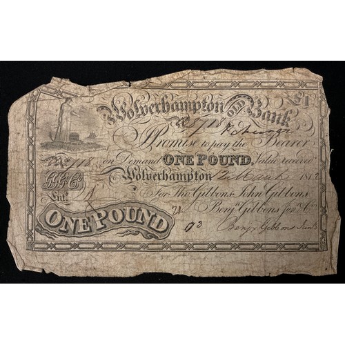 267A - A Wolverhampton Old Bank £1.00 note, for Thos Gibbons, John Gibbons, Benjn Gibbons Junr & Co., £1, 2... 