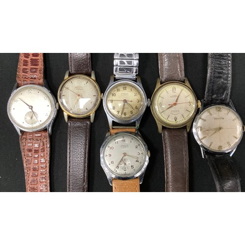 331 - Vintage Watches - a mid 20th century Helvetia chrome plated target dial wristwatch, others Lanco 15 ... 