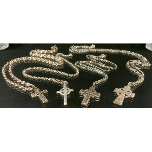 355 - Jewellery - a 925 silver Celtic Cross pendant necklace,  others 41.3g gross (3), another similar pew... 