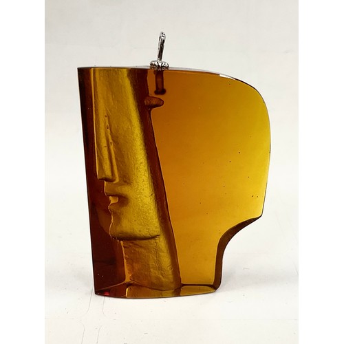 369 - A late 20th century Amber glass abstract pendant, manner of Stanislav Libensky and Jaroslava Brychto... 