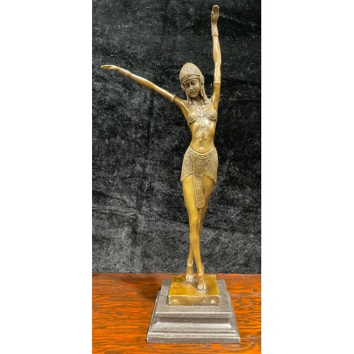 62 - A bronze Art Deco dancer, after Chiparus, 49cm high