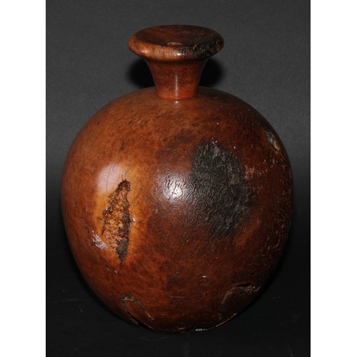 326 - Treen - a turned burr walnut globular vase, 24cm high