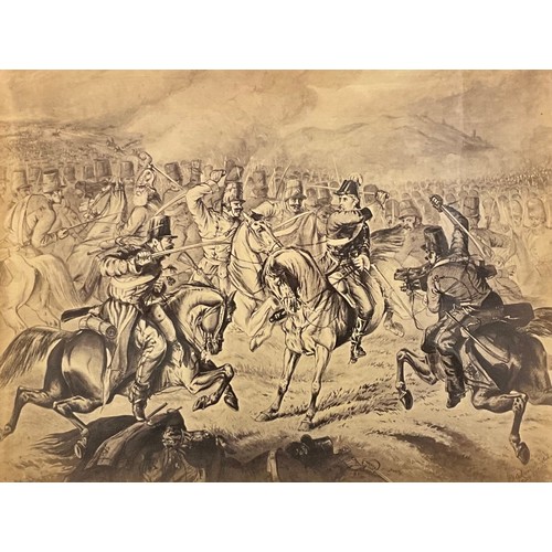 347 - The Crimean War - Charge of the Heavy Cavalry Brigade, Balaklava, a print, 54cm x 65.5cm