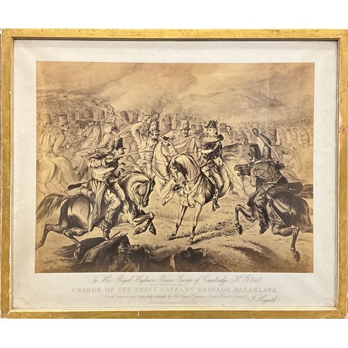 347 - The Crimean War - Charge of the Heavy Cavalry Brigade, Balaklava, a print, 54cm x 65.5cm