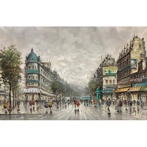 348 - Antonio DeVity (1901-1993), 
Parisian Street Scene
signed, acrylic on canvas, 59.5cm x 93.5cm