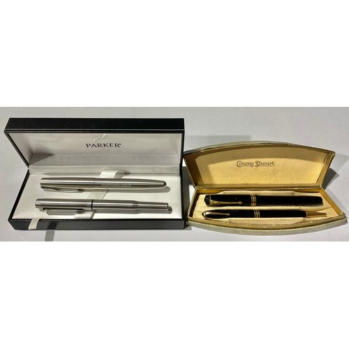 361 - A Parker pen set; a Conway Stuart pen set, with 14k gold knibs