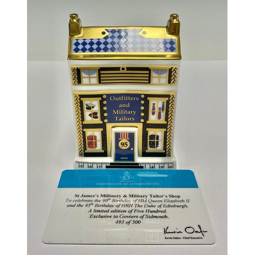 54 - A Royal Crown Derby miniature model house, St James’s Millinery and Military Tailors, celebrating th... 