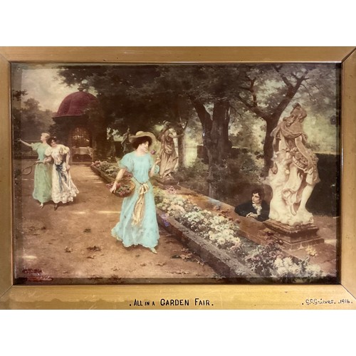 627 - An early 20th century crystoleum, All in a Garden Fair, 16.5cm x 24cm