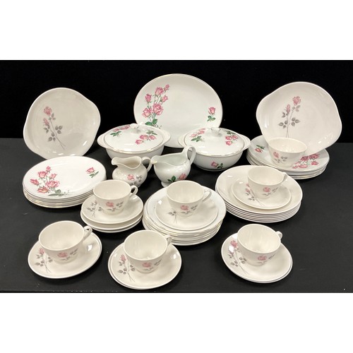 78 - Royal Doulton ‘Pillar Rose’ table service for six including; a pair of picnic plates, six dinner pla... 