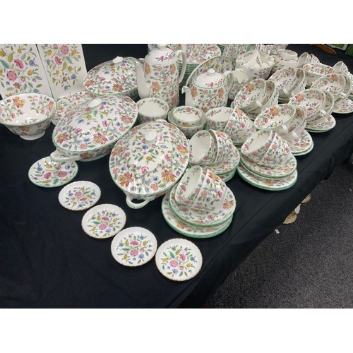 87 - An extensive Minton ‘Haddon Hall’ pattern service for twelve including; tea pot, coffee pot, milk ju... 